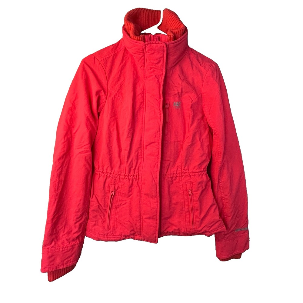Abercrombie Fitch Neon Pink Puffer‎ Jacket Girls Medium Full Zip